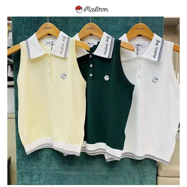 malbon 3종 여성 니트 카라 민소매 티셔츠